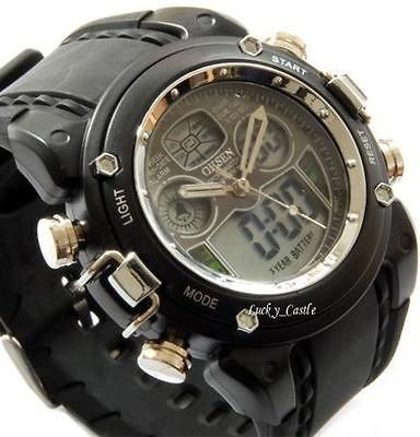 Cool Mens Lady Day Date Digital Quartz Alarm Two Time Zone Sport Watch