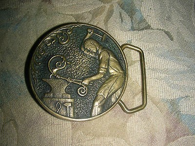 Blue Bayou Solid Brass Belt Buckle Depicting Iron Worker