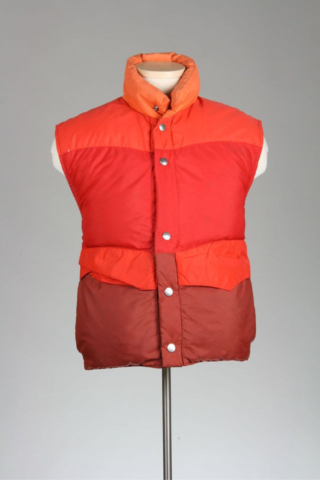 vintage 80s red orange puffy ski vest xs puffer