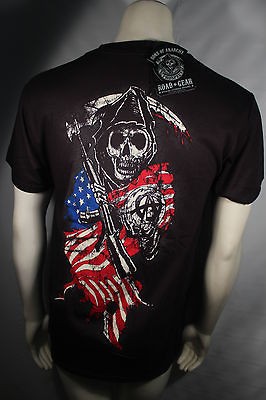 SONS OF ANARCHY 2SIDED AMERICAN FLAG BIKER REAPER SOA SAMCRO T SHIRT 