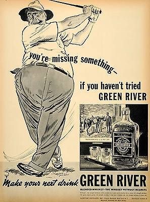 1938 Ad Green River Whiskey Oldetyme Golf Davis Pint   ORIGINAL 