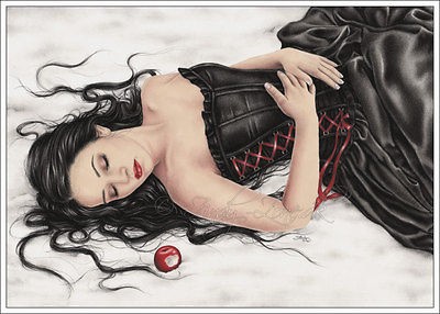 ACEO Print Snow White Fall Winter Satin Apple Snow Goth Fairytale 