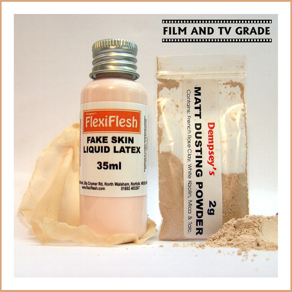   Skin + 2g Matt Powder. Liquid Latex Zombie Scars, Scabs by Flexi Flesh