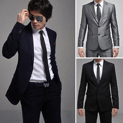 New Mens Fashion Stylish Slim Fit Two Buttons Suit
