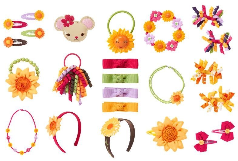 NWT Gymboree Sunflower Smiles Hair Accessories Clips Bracelet Headband 