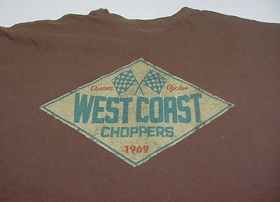   JAMES WEST COAST CHOPPERS MOTORCYCLE BIKER T SHIRT Sz Mens XXL Brown