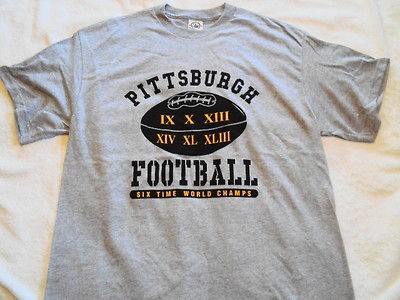 PITTSBURGH Football 6x World Champions Steelers Grey Short Sleeve T 