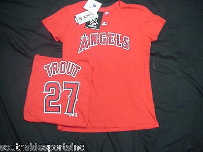 MIKE TROUT ANGELS WOMANS MAJESTIC JERSEY SHIRT NEW PICK SIZE SM XL
