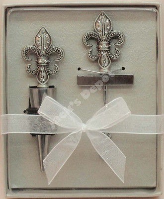 Pewter Fleur de Lis Stopper and Corkscrew Gift Set PTC5495