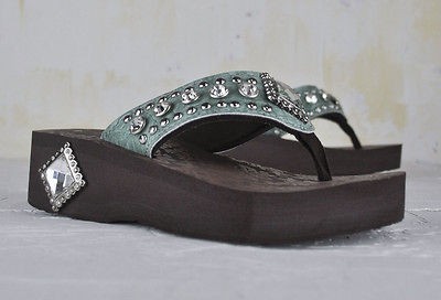 Montana West Flip Flops/Sandal SZ 7 w/ Silver Pendant &Rhinestone CD 