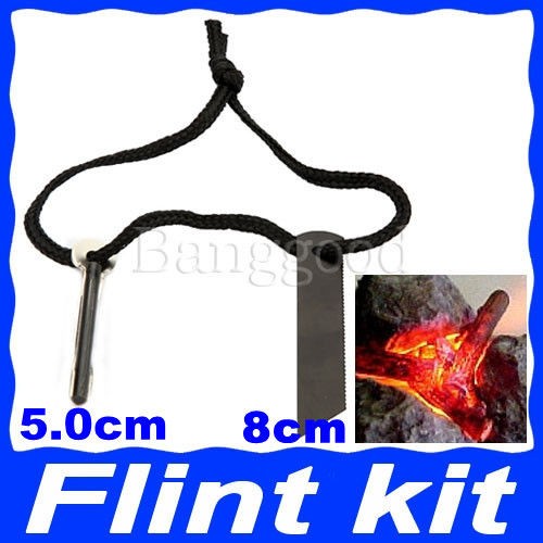   Survival Magnesium Flint Stone Key Bar Fire Maker Starter Lighter Kit