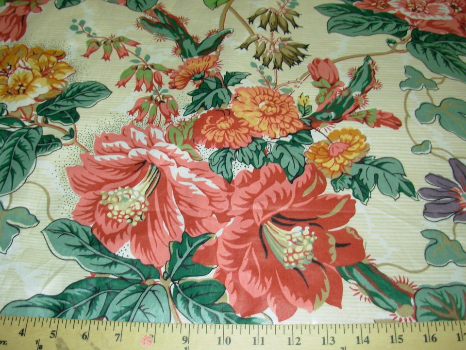 RAMM~FLORAL~CACTUS FLOWER~COTTON CHINTZ UPHOLSTERY FABRIC~MADE IN 