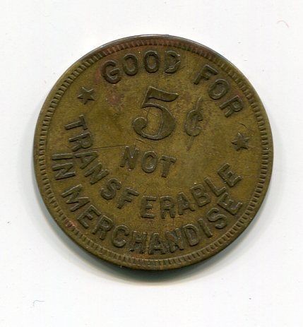 BOXLEY CARPENTER Pembroke VA 5 cents brass trade token. Boxley 