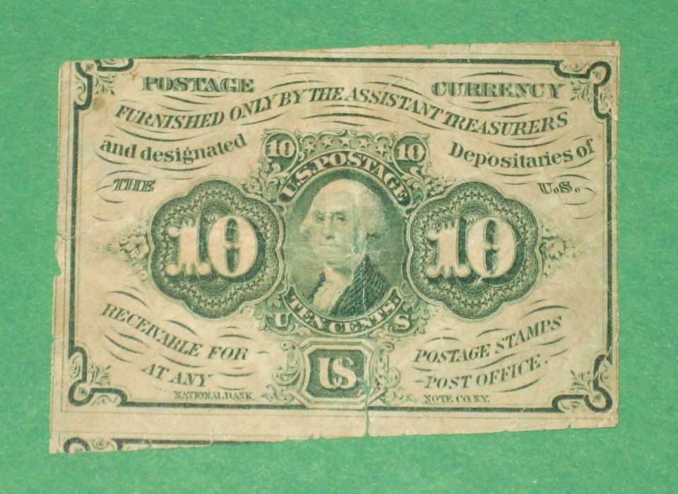 postage fractional currency 1st issue 10 cents time