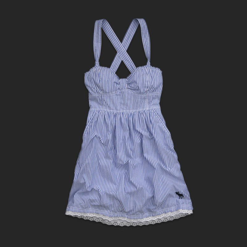 nwt abercrombie julia summer sun dress blue women sz l  49 