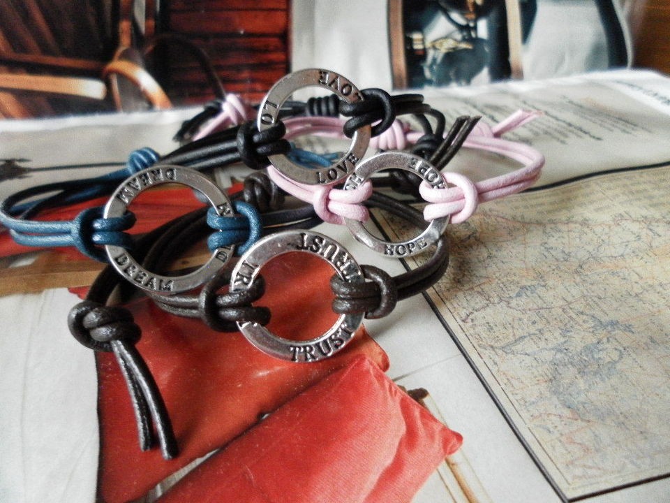 infinity his and hers 1 leather bracelet hope trust love