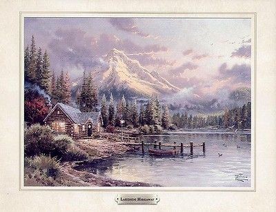 Thomas Kinkade Lakeside Hideaway Picture Print FREE PRIORITY SHIP