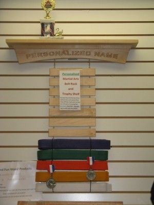 Personalized Maple Martial Arts Ar Shelf Belt Display Rack, Karate 