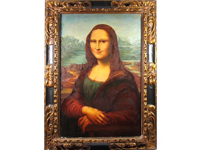 c1890 mona lisa da vinci oil painting on canvas victorian