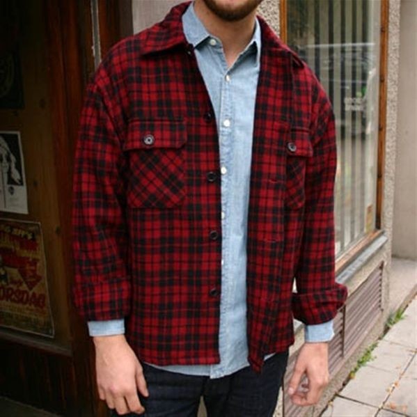 LVC Levis Vintage Clothing 30s Wool Check Overshirt Biking Red Jacket