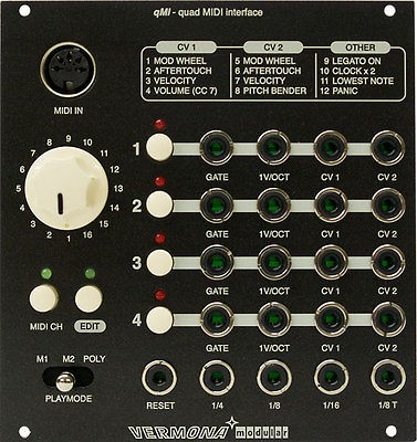 Vermona Modular qMI   Midi/CV interface for Eurorack Modular. 4 voice 