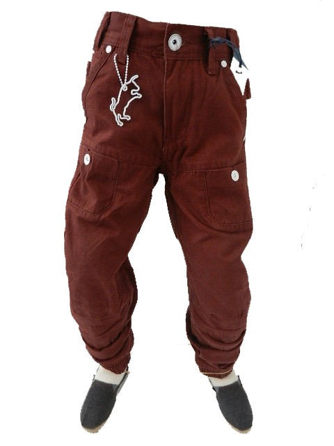 Kids Eto Jeans Designer Chino Jogger Cuff Jeans Dark Red boys EB275