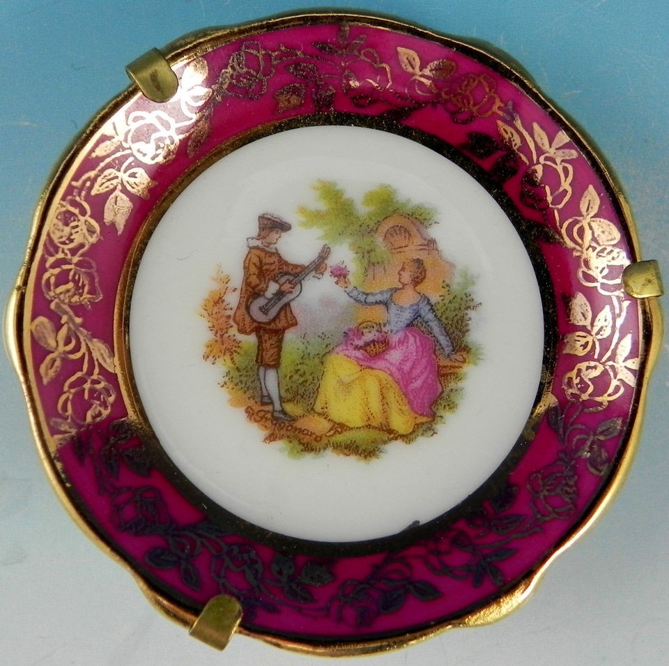 limoges miniature fragonard plate 2 and display hanger time left