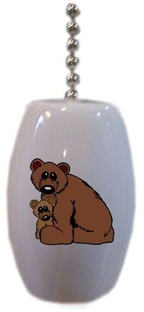 bear and cub ceramic fan pull light lamp new