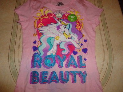 MY LITTLE PONY PINK T  SHIRT SIZE 7/8 NEW W/ GLITTER ROYAL BEAUTY