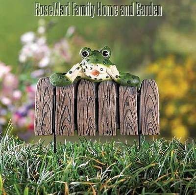 Freckle Face Frog Peeks Over Garden Fence Garden & Outdoor Yard Decor 