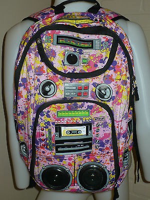 LOOP NYC PARCEL III BOOM BOX SCHOOL BACKPACK SPEAKER PINK SPLATTER