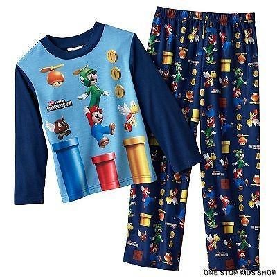   BROTHERS Boys 4 6 8 10 12 Pjs Set PAJAMAS Pants Shirt Top Luigi WII