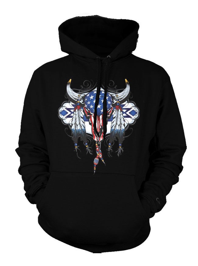 bull skull american flag pride biker hoodie sweatshirts more options