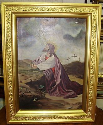 HORACE METZGER 1909   OIL PAINTING o/c  RELIGIOUS PORTRAIT  OLD 