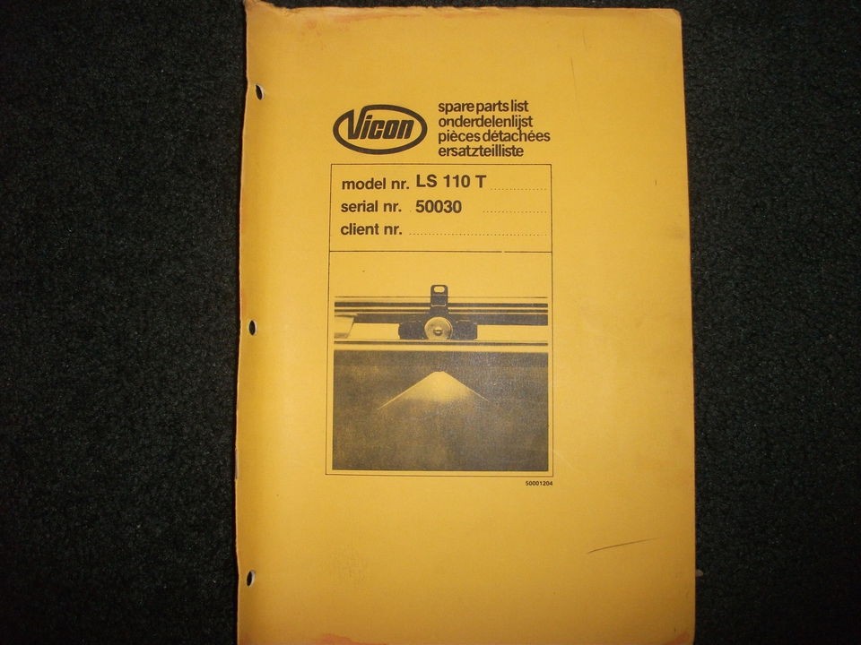 vicon ls 110 t ls110t parts manual 