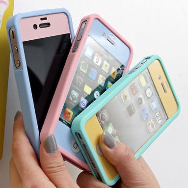 HAPPYMORI] KOREAN Jelly Cover Cases & Film for iPhone 4S/4  SHERBET 