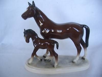 Vintage,1950,Porcelain,Mare and Foal Figurine.KATZHUTTE, Germany