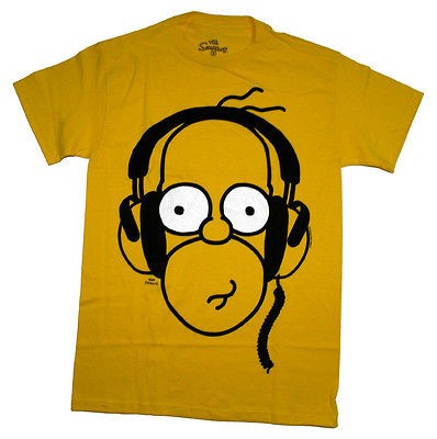 the simpsons homer with headphones cartoon t shirt tee