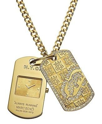 new marc ecko gold dog tag clock set e14533g1 returns