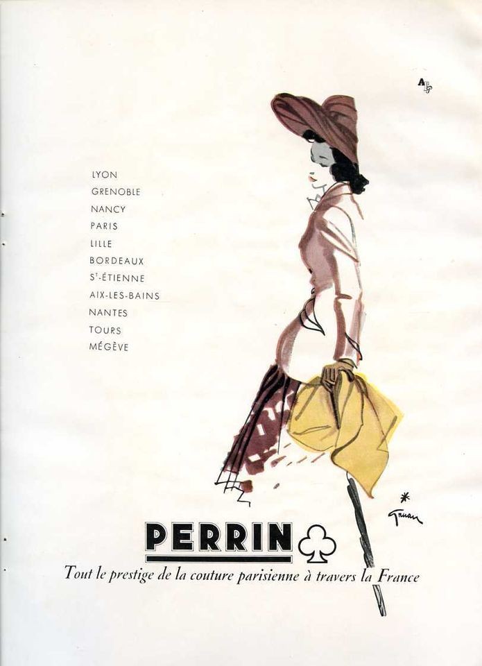 1944 rene gruau french ad for gants perrin gloves returns