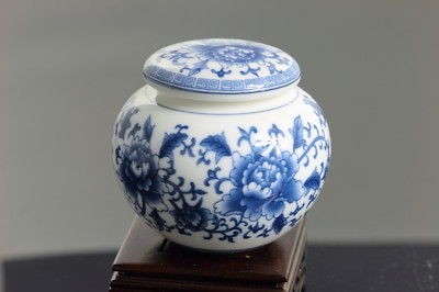 peony chinese porcelain ceramic tea caddy for 50g tea from