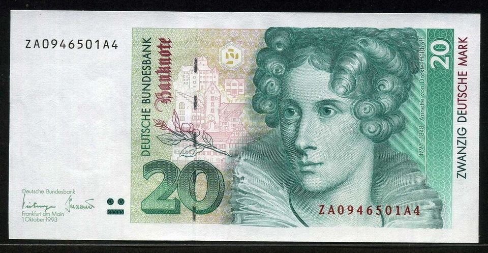 Germany Federal 1993, 20Deutsche Mark, Replacement, P39b, UNC