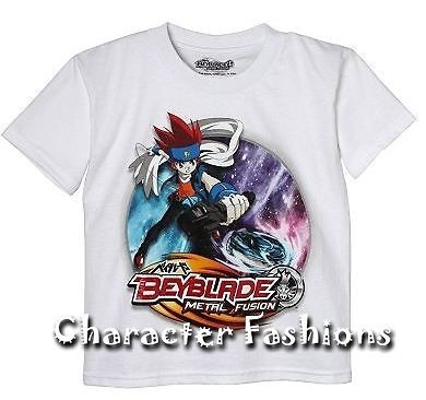 BEYBLADE Short Sleeve Shirt Tee Size 4 5 6 7 METAL FUSION White