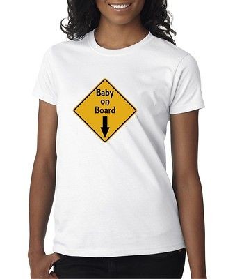 Womens Baby on Board Arrow Pregnant Mom Funny T Shirt Tee Maternity