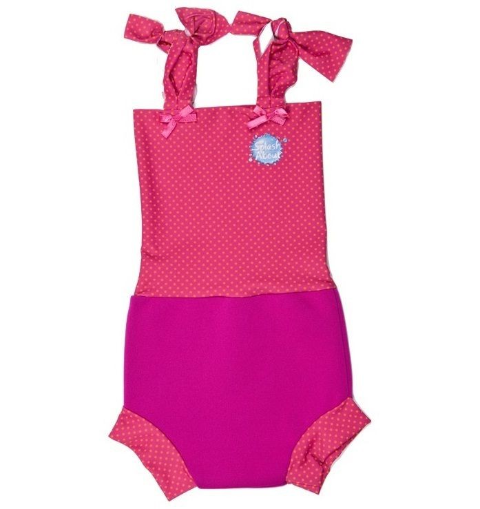   BABY SWIMSUIT NAPPY & SUN SAFE HAPPY NAPPY COSTUME PINK MANGO DOT