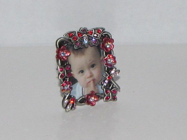 mini red photo picture frame enamel swarovski crystal time left