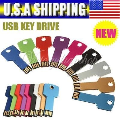 Color USB 2.0 Metal Key Flash Memory Drive Thumb Design 1GB 2GB 4GB 