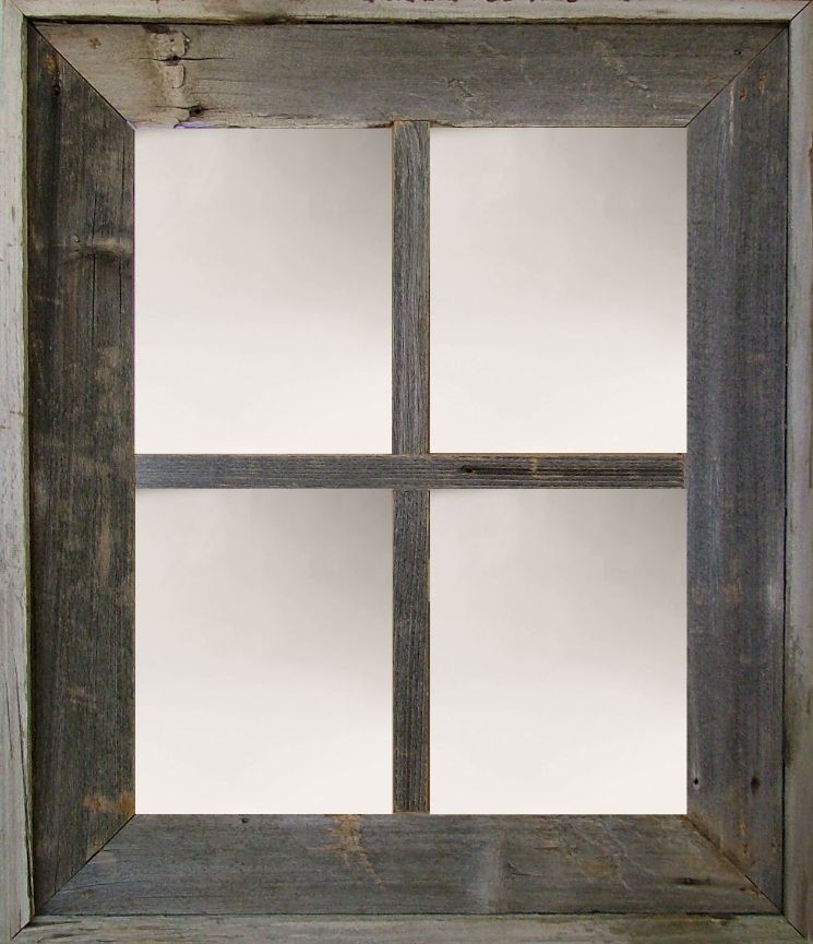 Mirror Wide Western Medium 4 Pane Barn Window Mirror Barnwood Window 