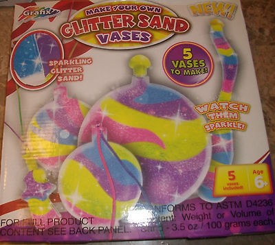 Grafix Make your Own GLITTER SAND Vases Ages 6 + New in Box L@@K