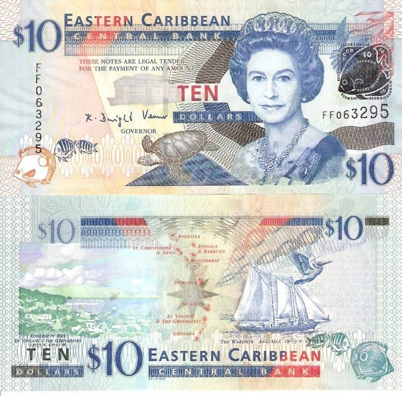 EAST CARIBBEAN STATES $10 Banknote World Currency Money Note Dollars 